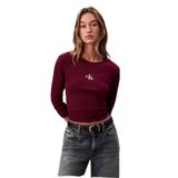 Kadın Pamuklu Bisiklet Yaka Uzun Kollu Bordo T-Shirt LV047A803G-2E5