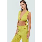 Kadın Pamuklu Dokuma Plaj Bluz Pantolon Takımı Rahat Yaz Kombinleri İçin Modern Stil