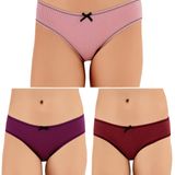 Kadın Pamuklu Hipster Külot 6'lı Paket, Çeşitli Renkler. TÜRKİYE'DE ÜRETİLMİŞTİR, Kırmızı, Menekşe, Eski Gül, 48-50