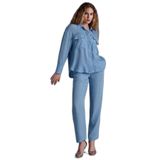 Kadın Pamuklu Normal Paça Cepli Mavi Pantolon 25047-PANT-16