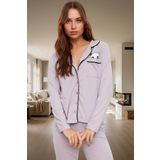 Kadın Pamuklu Panda Baskılı Örme Pijama Takımı Kış Mevsimi İçin Rahat Seçkin Malzeme Konforlu Kesim