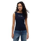 Kadın Pamuklu Regular Fit Yuvarlak Yaka Lacivert T-Shirt WW0WW50947-C1G