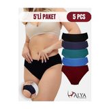 Kadın Pamuklu Renkli Bato / Hipster Slip Külot- Bordo, Lacivert, Siyah, Yeşil, Indigo 5'li Paket