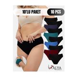 Kadın Pamuklu Renkli Bato / Hipster Slip Külot - Çok Renkli - 10'lu Paket