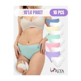 Kadın Pamuklu Renkli Bato - Hipster Slip Külot - Renkli Ve Beyaz Iç Çamaşırı - 10'lu Paket