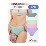 Kadın Pamuklu Renkli Bato / Hipster Slip Külot- Sarı, Mint, Lila, Mavi, Somon -5'li Paket