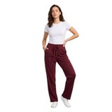 Kadın Pantolon Beli Lastikli Cepli Rahat Kalıp Kadın Spor Pantolon (Mürdüm, M)