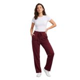 Kadın Pantolon Beli Lastikli Cepli Rahat Kalıp Kadın Spor Pantolon (Mürdüm, S)