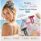 Kadın Pastel Tonlar Topuz Fiyonk Firkete 5'li Toka Seti, Kadın Çocuk