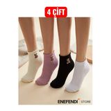 Kadın Patik Çorap 4’Lü Set ✦ Yumuşak Pamuklu Likralı Dikişsiz Çorap ✦ Karışık Renkli ✦ 36-40