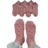 Kadın Patik Pamuklu 8 Çift Kalpli Desenli - Pembe - 36 - 41
