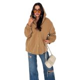 Kadın Peluş Astarlı Kapüşonlu Mont – Winter Hug, bej, m