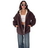 Kadın Peluş Astarlı Kapüşonlu Mont – Winter Hug, kahverengi, s