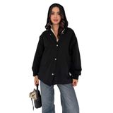 Kadın Peluş Astarlı Kapüşonlu Mont – Winter Hug, siyah, s