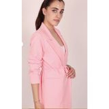 Kadın Pembe Bel Bağlamalı Blazer Ceket - 36