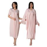 Kadın Pembe Dantelli Hamile Lohusa Sabahlıklı Gecelik Takım, XL, EFW5035EF-86D0018320487