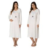 Kadın Pembe Emzirme Özellikli Hamile Lohusa Gecelik, 2XL, EF3093EFT-19804IGP268583
