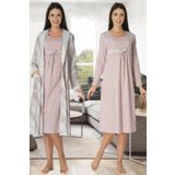 Kadın Pembe Hamile Lohusa Sabahlık ve Gecelik Takım (Pembe / 2XL)-EFT8085EF-19804IGP260330