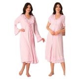Kadın Pembe Hamile Lohusa Sabahlık Ve Gecelik Takım, XL, EF8025EF-86D0018319204
