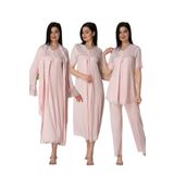 Kadın Pembe Hamile Lohusa Sabahlıklı Gecelik Pijama Takımı 4'lü Set, 2XL, Effortt5036-19804IGP27193385