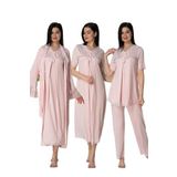 Kadın Pembe Hamile Lohusa Sabahlıklı Gecelik Pijama Takımı 4'lü Set, S, Effortt5036-19804IGP27193383