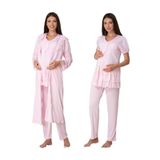 Kadın Pembe Hamile Lohusa Sabahlıklı Pijama Takımı, L, Effortt8024-19804IGP27167770