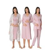 Kadın Pembe Hamle Lohusa Sabahlıklı Gecelik Ve Pjama Takımı 4'lü Set, XL, Effortt8096-19804IGP27168112