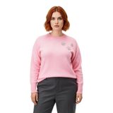 Kadın Pembe Işıltılı Taş İşlemeli Regular Kesim Bisiklet Yaka Uzun Kollu Günlük Triko Kazak -Açık Pembe-4XL