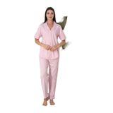 Kadın Pembe Pamuklu Önden Düğmeli Pijama Takımı, M, EF8067-198IGP100776