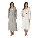 Kadın Pembe Sabahlıklı Hamile Lohusa Gecelik Takım, XL, EF3092EF-86D0018318290