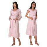 Kadın Pembe Sabahlıklı Hamile Lohusa Gecelik Takımı, M, EF6015EFT-19804IGP270753