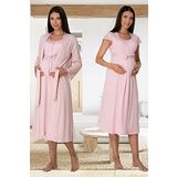 Kadın Pembe Sabahlıklı Hamile Lohusa Gecelik Takımı (Pembe/L)-BS6015EF-869BST0010307