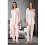 Kadın Pembe Sabahlıklı Hamile Lohusa Pijama Takım, XL, Effortt9074-19804IGP27169232