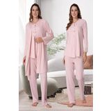 Kadın Pembe Sabahlıklı Hamile Lohusa Pijama Takımı, S, Effortt3040-19804IGP27169224