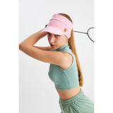 Kadin Pembe Uv Korumali Katlanabilir Ustu Acik Yumusak Siperli 100 Pamuklu Penye Tenis Vizor Sapka