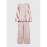 Kadın Pembe Viskoz Karışımlı Desenli Comfort Fit Pijama Takımı