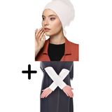 Kadın Penye Fırfırlı Bone Namaz Kolluğu Beyaz 2'Li Set