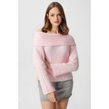 Kadın Perla Sof Pembe Yumuşak Dokulu Kazak - Soft Pembe - Standart