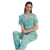 Kadın Pijama Takımı Kısa Kollu Düğmeli Viskon Mira Model S/XL
