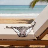 Kadın Plaj Giyim Kahverengi Desenli İpli Bikini Alt BB2582