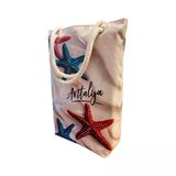 Kadın Plaj Ve Alışveriş Çantası - Deniz Yıldızı Antalya Desen