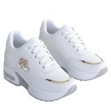 Kadın Platform Spor Ayakkabı, 7 CM Yüksek Taban, Altın Detaylı Sneaker, Günlük Rahat ve Şık, Siyah ve Beyaz (Beyaz, EU Ayakkabı Beden Sistemi, Yetişkin, Kadın, Sayısal, Orta, 39)