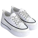 Kadın Platform Spor Ayakkabı, Kalın Taban Sneaker, 4 cm Yükseklik, Kanvas Malzeme, Günlük Kullanım, Modern Tasarım (Beyaz, EU Ayakkabı Beden Sistemi, Yetişkin, Kadın, Sayısal, Orta, 39)