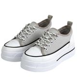 Kadın Platform Spor Ayakkabı, Kalın Taban Sneaker, 4 cm Yükseklik, Kanvas Malzeme, Günlük Kullanım, Modern Tasarım (Gri, EU Ayakkabı Beden Sistemi, Yetişkin, Kadın, Sayısal, Orta, 38)