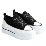Kadın Platform Spor Ayakkabı, Kalın Taban Sneaker, 4 cm Yükseklik, Kanvas Malzeme, Günlük Kullanım, Modern Tasarım (Siyah, EU Ayakkabı Beden Sistemi, Yetişkin, Kadın, Sayısal, Orta, 40)
