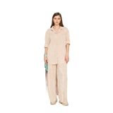Kadın Pliseli Beli Lastikli Pantolon Tunik Gömlek Ikili Bürümcük Salaş Takım 3573330 Bej 38