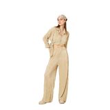 Kadın Pliseli Beli Lastikli Pantolon Tunik Gömlek Ikili Bürümcük Salaş Takım 3573330 Sarı 42