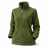Kadın Polar Kanguru Cepli Fermuarlı – Yumuşak Dokulu, Dik Yaka, Günlük & Outdoor Kullanım, Kışlık Polar Sweatshirt (Haki, M)