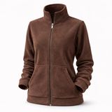 Kadın Polar Kanguru Cepli Fermuarlı – Yumuşak Dokulu, Dik Yaka, Günlük & Outdoor Kullanım, Kışlık Polar Sweatshirt (Kahverengi, L)