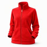 Kadın Polar Kanguru Cepli Fermuarlı – Yumuşak Dokulu, Dik Yaka, Günlük & Outdoor Kullanım, Kışlık Polar Sweatshirt (Kırmızı, S)